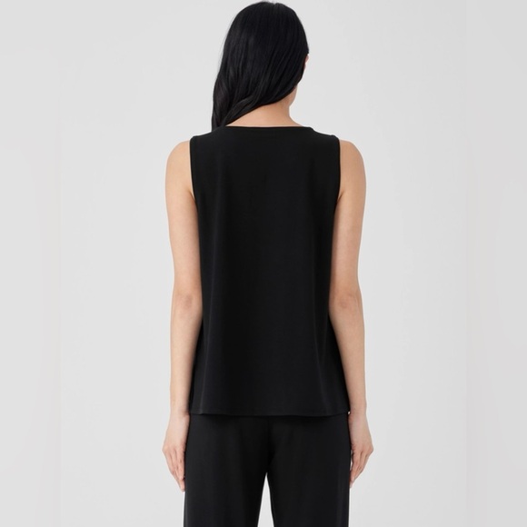 Eileen Fisher Stretch Jersey Knit Jewel Neck Tank Black Size Small NWT $98 - Picture 2 of 9